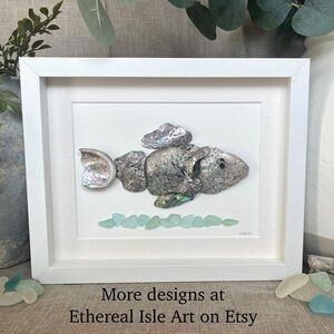Shimmer Swimmer ~ Framed Fish Seashell Art
